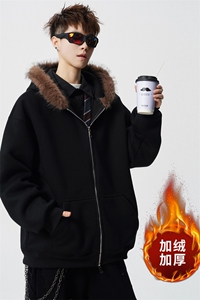 重磅580G！2025秋冬男士毛领开衫卫衣保暖外套WY90特P75图片