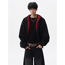 8XL-M美式复古撞色连帽水洗夹克男高级感做旧情侣外套JK1327P88，男装夹克，电商D206-1