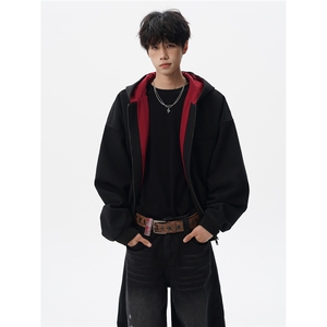 8XL-M 美式复古撞色连帽水洗夹克男高级感做旧情侣外套JK1327P88图片