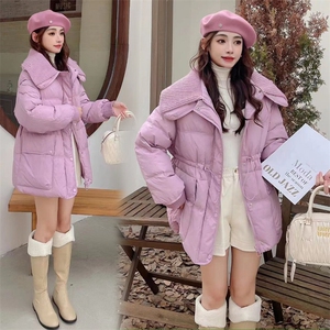 《现货新品》5色可选翻领针织大毛领抽绳白鸭绒羽绒服外套图片