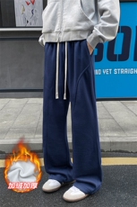 华棉380g重磅斜切时尚大码银狐绒休闲裤K24132J加绒-特P26，男装卫衣，电商A001-1