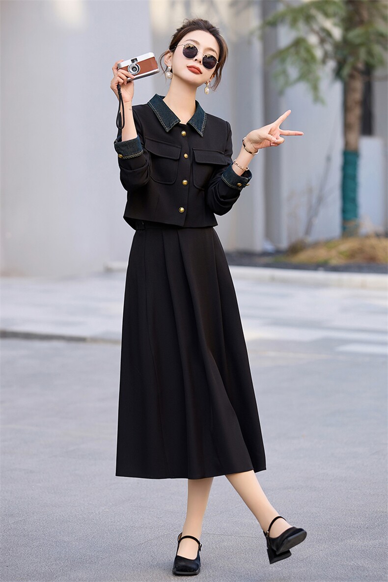 现货新款2024年小香风气质m媛外套+半身裙两件套套装,女装套装/套裙,采品优优