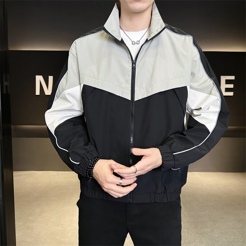 复古撞色拼接立领冲锋衣外套男开衫外套夹克棒球服JK01577-P68,男装夹克,星座308B-2