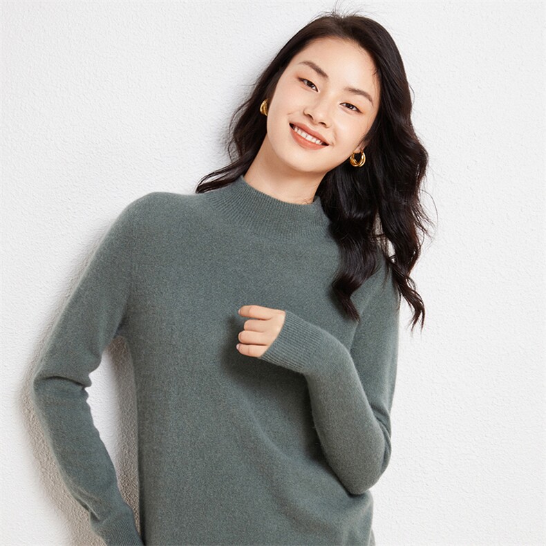 秋冬季新款纯色高领35%羊绒衫女宽松显瘦长袖打底衫,女装羊绒衫,兰皓羊绒