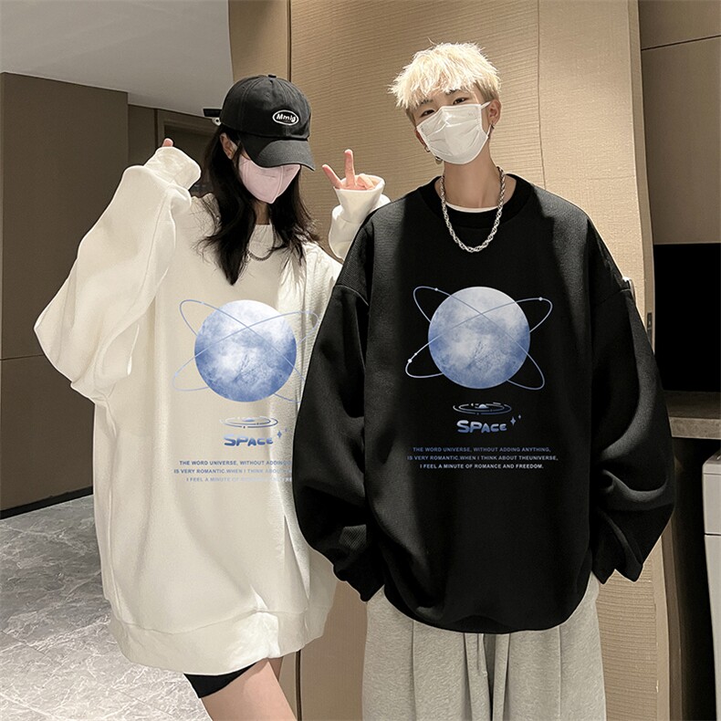 华夫格卫衣圆领卫衣男大码长袖t恤男外套HW76241-P30加绒款-P40,男装卫衣,电商A040