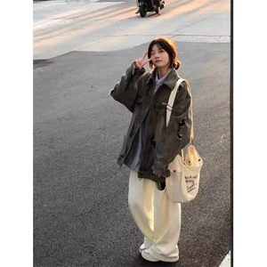 DA5115-P68新款美式复古牛仔外套春秋新款百搭夹克上衣-网图现货图片