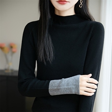 秋冬新款半高领针织长袖时尚休闲，女装针织衫/毛衣，皓宇羊绒