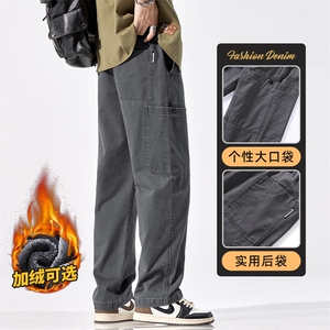 美式伐木工装裤男士2025新款宽松直筒休闲裤子Z2345-P50/加绒P58图片