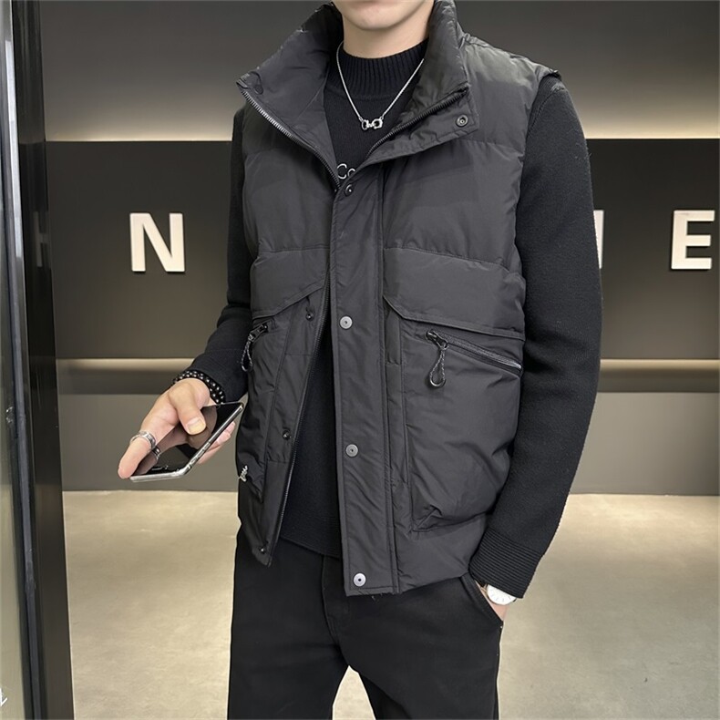 店主风冬季工装无帽马甲羽绒服潮流男保暖外套YR58171-P110,男装羽绒服,电商A413
