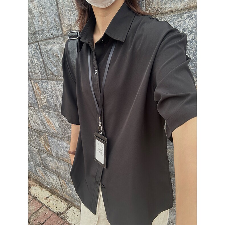 薄款冰丝短袖衬衫男简约纯色垂感休闲痞帅衬衣CS288-P20,男装T恤,星座301C-5