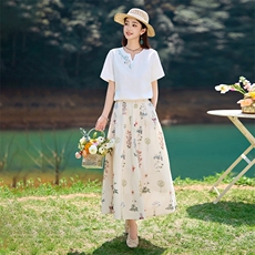 稀有RARE自制植物花朵系列半裙法式甜美清新半身裙女百搭中长裙，女装半身裙，倪叶myz