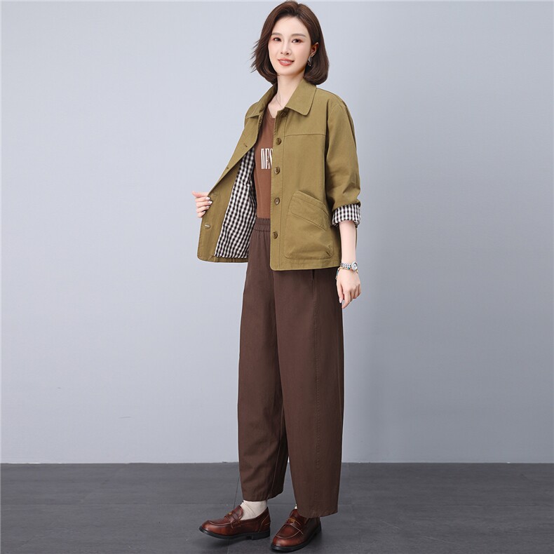 2026春秋季时尚简约大方气质优雅显瘦休闲潮流纯色两件套,女装套装/套裙,独衣靓