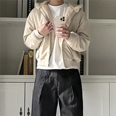 美式复古高级感重磅仿兔毛连帽座山雕夹克棉服男冬季加绒棉衣外套，男装夹克，星座506A