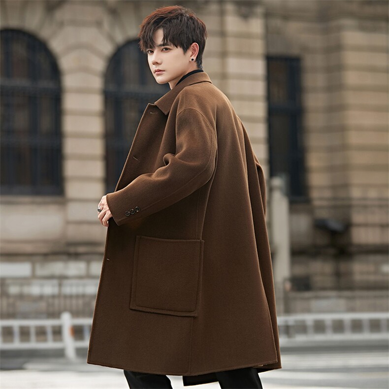 25秋冬简约休闲双面呢大衣羊毛中长款毛呢男士潮流外套C716-P365，男装毛呢大衣，电商A355（原A415）