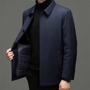 冬季新款中年男士棉衣翻领保暖加厚棉袄男装商务休闲上衣棉服外套图片