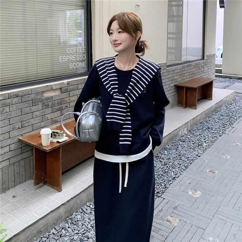 2026春新品藏青色卫衣半身裙套装送披肩2C375-565-P175-K258,女装套装/套裙,2C375