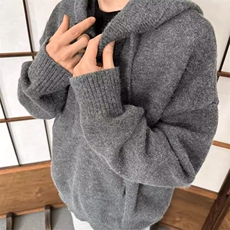 连帽毛衣男女冬季复古套头针织衫慵懒风宽松外套MYS79，男装针织衫/毛衣，星座516A