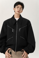 美式简约外套男2025秋季新款设计感双拉链夹克-A2202TP85控148，男装夹克，电商B241