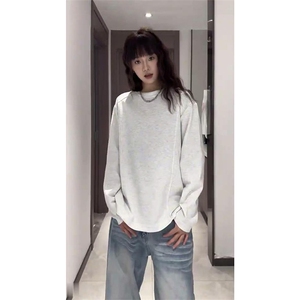 抖音得物品质美式高街重磅曼巴棉结构硬阔boxy版潮牌卫衣长袖T恤图片