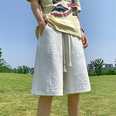 提花休闲运动短裤男生宽松潮流百搭夏学生五分裤XZ514-2-1532-P38，男装牛仔裤，星座514-2(原B239)