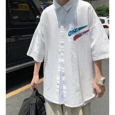 cityboy复古衬衫男夏季薄款潮流短袖衬衣设计感小众阿美咔叽外套，男装衬衫，星座506A