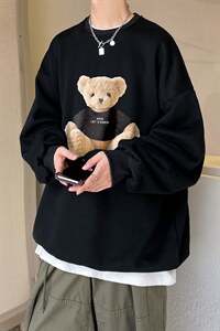男士套头卫衣圆领港风ins潮宽松卡通印花男潮流外套A071-W550-P35,男装卫衣,电商A071