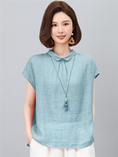 2026夏季苎麻时尚简约大方气质优雅休闲透气上衣，女装衬衫，独衣靓