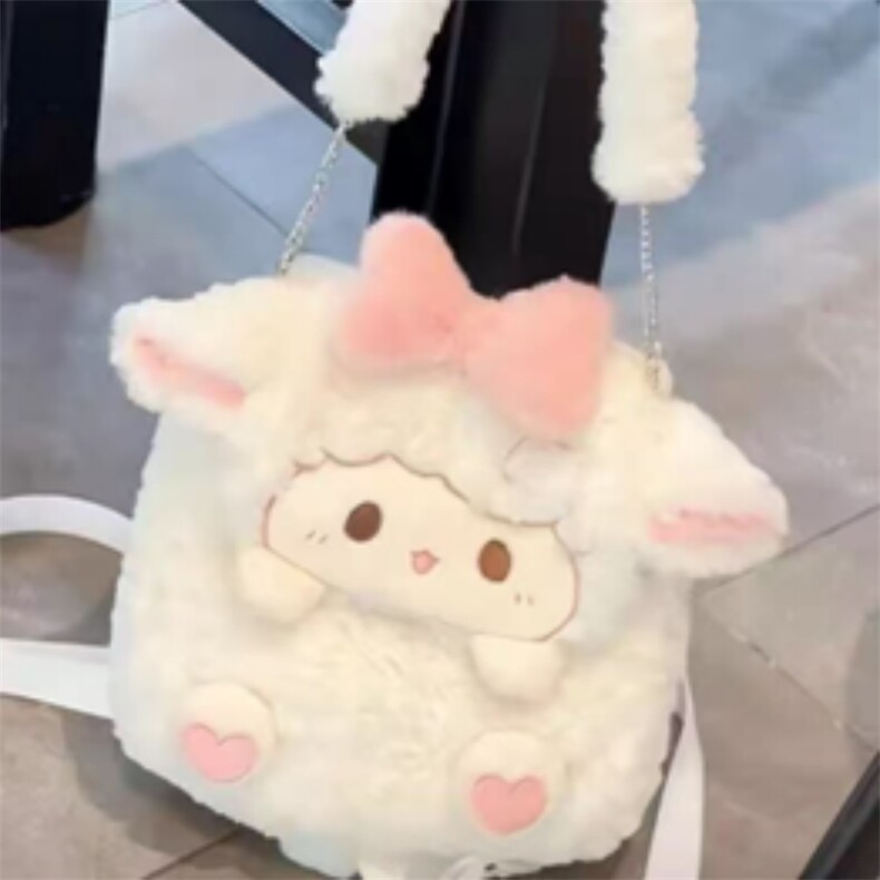 卡通小羊毛绒玩偶包精品卡通包斜跨包可手提大容量包包，雪光毛绒玩具