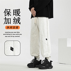 美式高街潮裤子加绒加厚休闲裤阔腿直筒裤X1653特批39加绒特批49，男装休闲裤，星座718