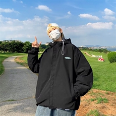 两面穿连帽外套男士潮牌港风嘻哈夹克休闲韩版潮流痞帅D46-2/P58，男装夹克，星座506