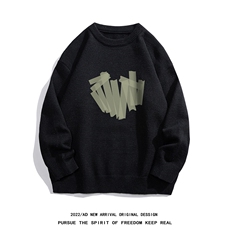 白底22秋冬新款设计感印花保暖圆领套头毛衣M1034P50控68，男装针织衫/毛衣，电商A247-1