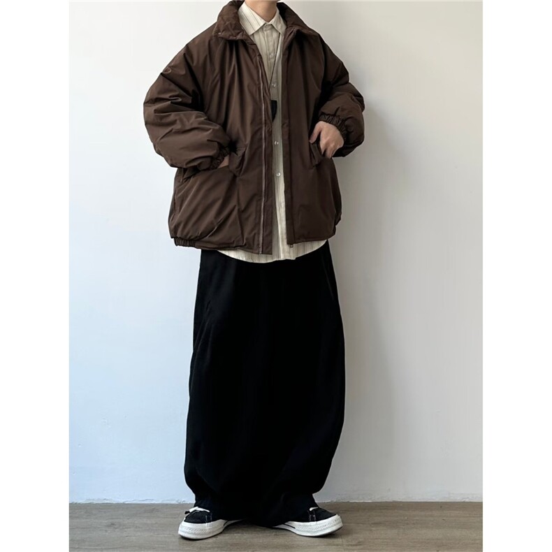 咖色冬季棉衣外套男日系立领宽松休闲夹克棉服1001-1-MY060-P85,男装夹克,星座1001-1