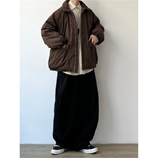 咖色冬季棉衣外套男日系立领宽松休闲夹克棉服1001-1-MY060-P85，男装夹克，星座1001-1