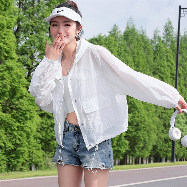 杭亦诺2362春夏新款韩版宽松立领百搭小个子抽皱短外套女显瘦上衣,女装防晒衣,依万里