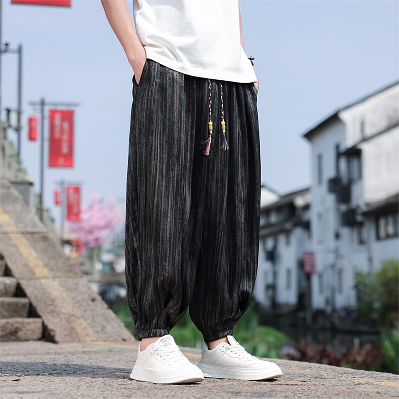 2025夏季风定制花灯笼裤男士大码宽松冰丝休闲裤815-811P75,男装休闲裤,星座815（原A203）