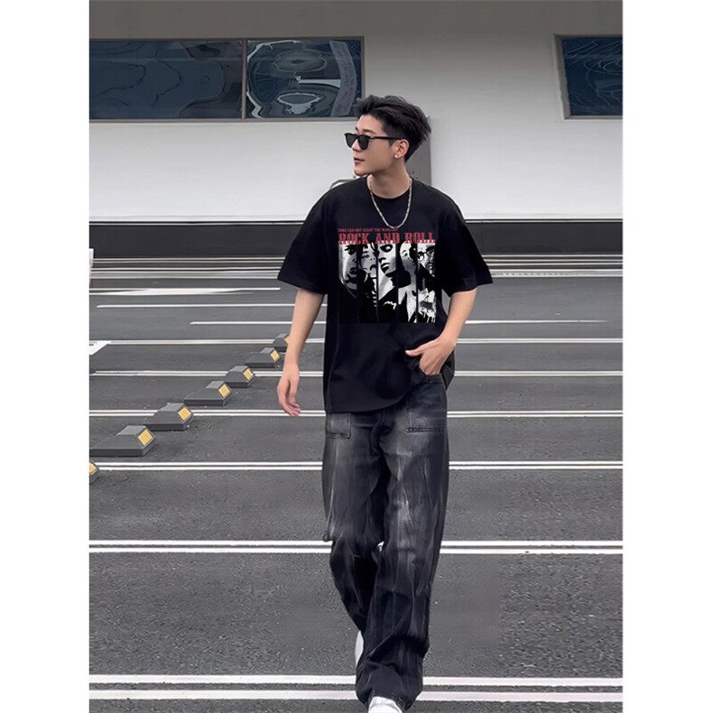 XZ809A/BBBT42/P20/控38重磅印花美式复古圆领T恤,男装T恤,星座809A(原222-1)