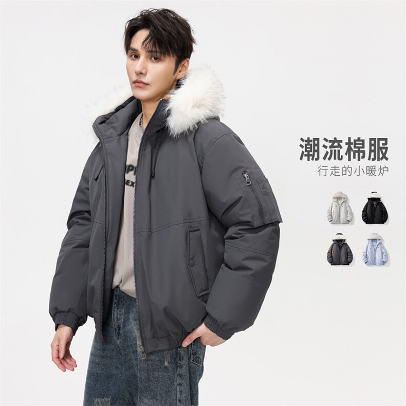 2025新款冬季男士毛领加绒棉衣美式复古棉外套棉袄MY2525-P100,男装棉衣,星座610（原A335）