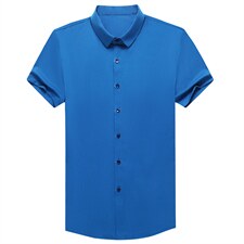 精品中年男装纯色衬衫短袖2023新款夏季商务休闲衬衣免烫半袖男装，男装衬衫，电商B212（原钱塘6029）
