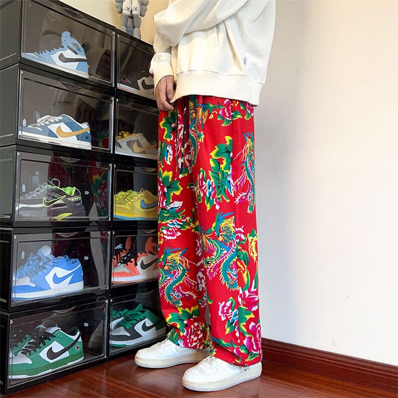 学生情侣东北大花保暖棉裤风特色牡丹休闲裤A168-ZSK19-TP40，男装棉裤，电商A168