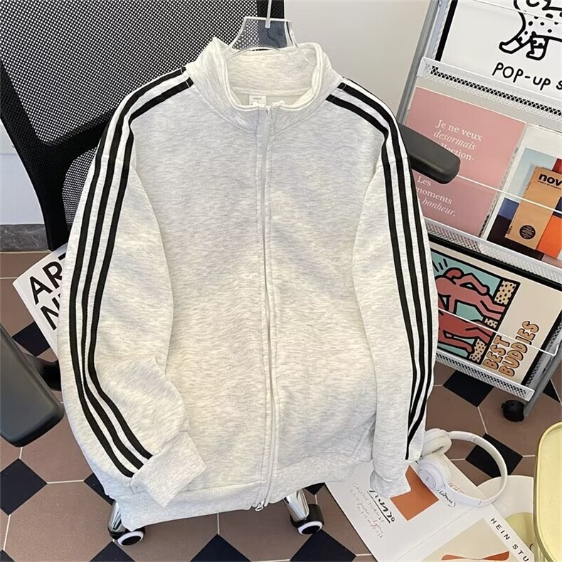 加绒文艺日系拉链开衫卫衣男  EG125 P56图片