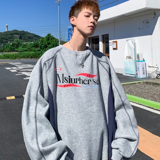秋季美式小众情侣上衣oversize宽松复古印花卫衣男女WB297-P43,男装卫衣,星座412-2