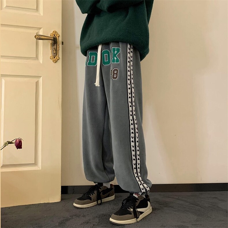 双面摇粒绒织带刺绣束脚裤大码M~5XLXZ604-KP86-P65控78,男装休闲裤,星座604