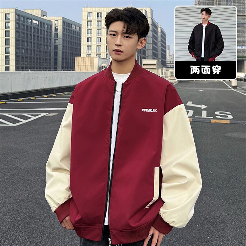 特批P55无差价春新款安哥拉红满天星正反穿夹克男立领棒球服J2667，男装夹克，电商A001