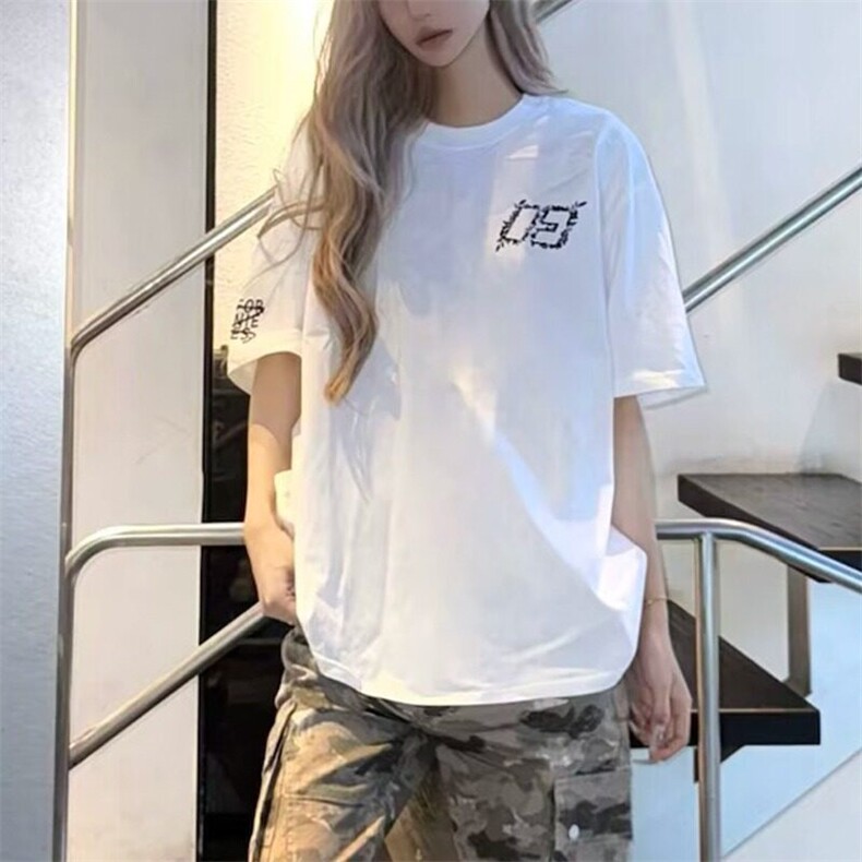CP1205-P35重磅潮刺绣短袖t恤男女上宽松休闲夏季半袖T恤衣,男装T恤,电商B323A