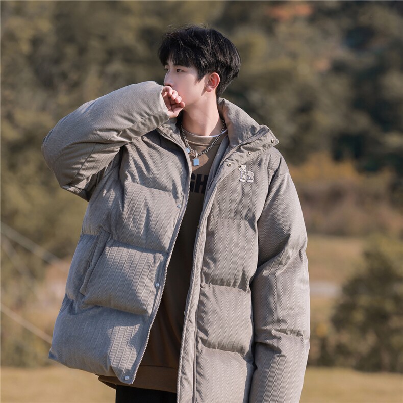 字母刺绣灯芯绒麻花条冬季纯色棉衣棉服外套男XMY2312-P115控158,男装棉衣,电商B370