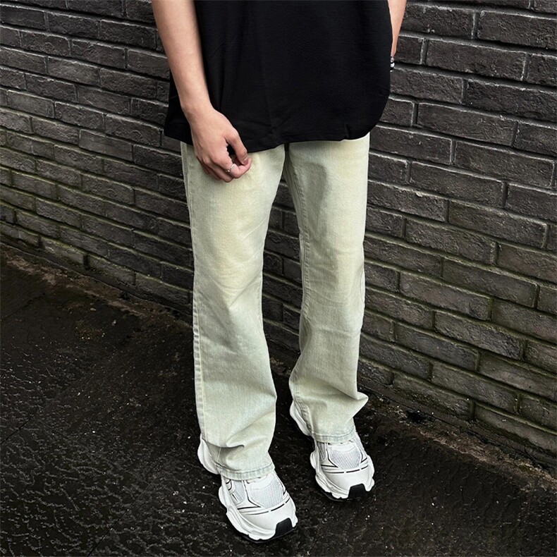 现货高品质泥黄微喇男女款牛仔裤XZ610A-1-Y028-P50,男装牛仔裤,星座610A-1