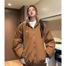 中性风冬装双面穿条纹织带棉服拼色棉衣休闲外套男G1101P138，男装棉衣，电商A339