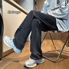 XZ616春季新款复古破洞设计感牛仔裤休闲长裤TY2405P65控78，男装牛仔裤，星座512A（原616）