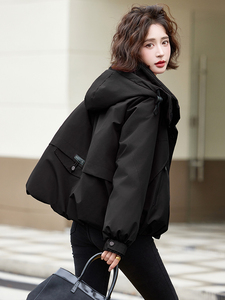 安可拉红羽绒服女冬季新款2024宽松休闲小个子加厚派克服短款外套图片