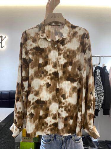 2021年秋季新品水墨画印花复古港味百搭衬衣，其它，L·H·X